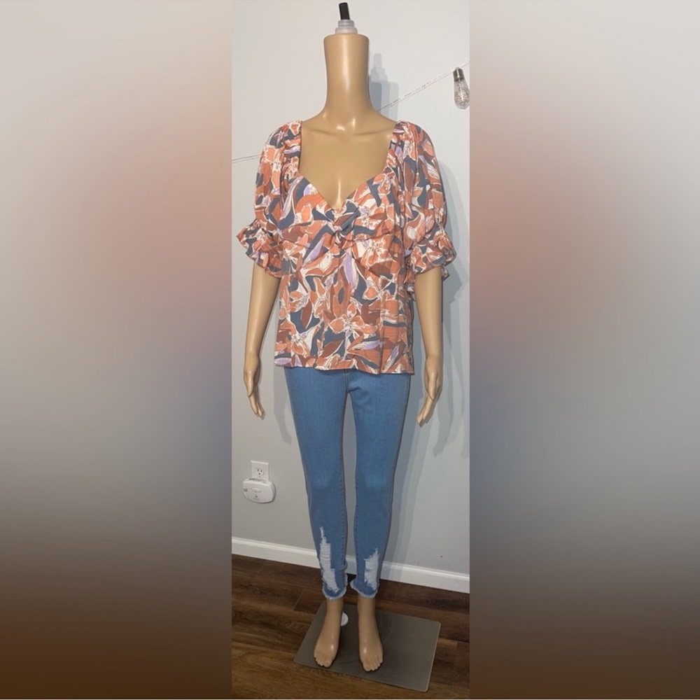 Nine West Flutter Sleeve Blouse with Tie Front